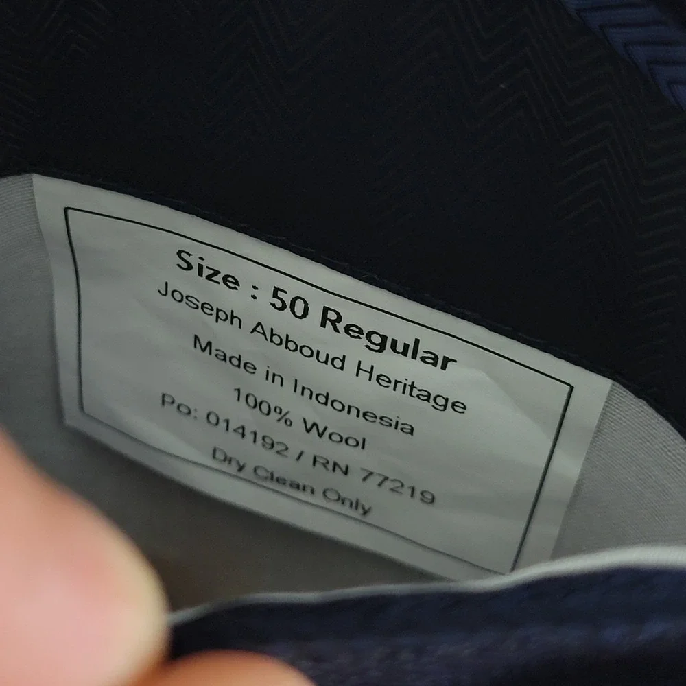 Joseph Abboud Men's Sport Coat Blazer Two Button Deep Navy Reda Super‎ 110s 50R